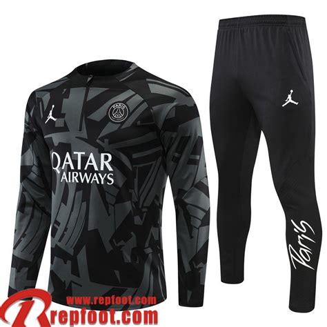 Collection PSG Paris Survetement De Foot 2022 2023 Homme Gris Noir TG426