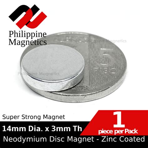 14mm Diameter X 3mm Thick Super Strong Neodymium Magnet Zinc Coated