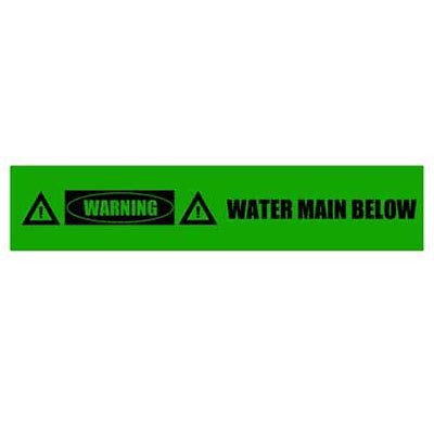 Underground Tape Detectable Warning Water Main Below Green With