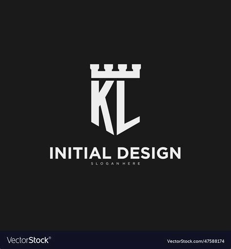 Initials Kl Logo Monogram With Shield Royalty Free Vector