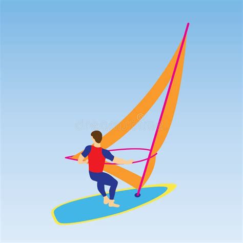 Windsurfer On A Board For Windsurfing Stock Vector Illustration Of