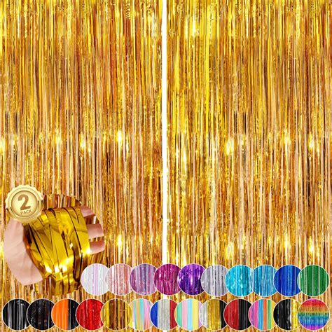 2pack 33x83 Ft Gold Party Streamers Tinsel Streamers Birthday Party Decorations