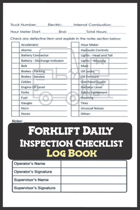 Buy Forklift Daily Inspection Checklist Log Book Forklift Operator