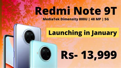 Redmi Note 9T Full Specification MediaTek Dimensity 800U 48 MP