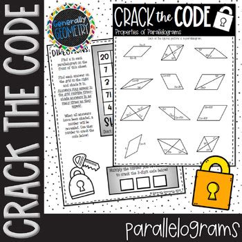 Properties of Parallelograms Worksheet - Geometry - Quadrilaterals Activity