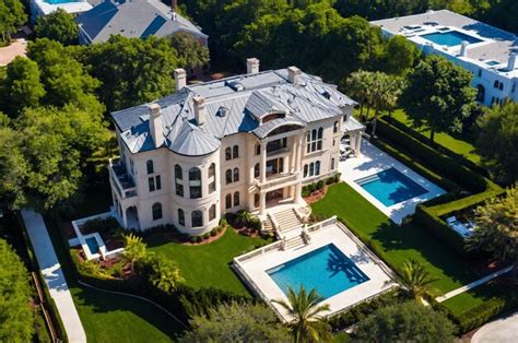 premium photo  large house   pool   house   pool