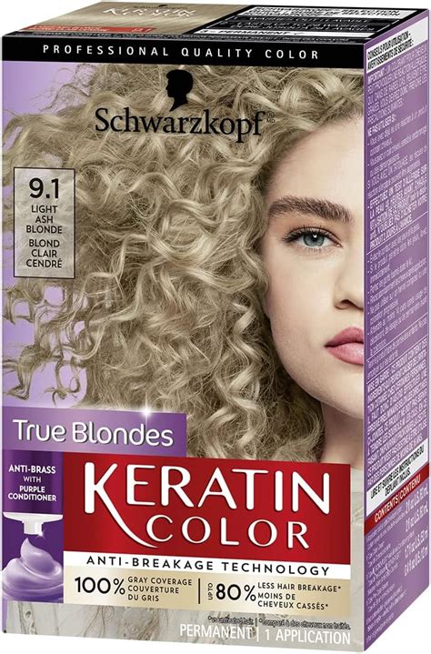 Schwarzkopf Keratin Color Permanent Hair Color Cream Light Ash Blonde Ml Amazon Ca