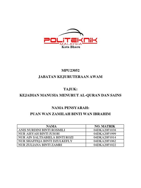 Kejadian Manusia Menurut Al Quran Dan Sains Pdf