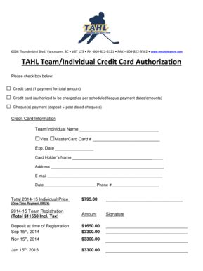 Fillable Online Recreation Sites Olt Ubc Credit Card Authorization