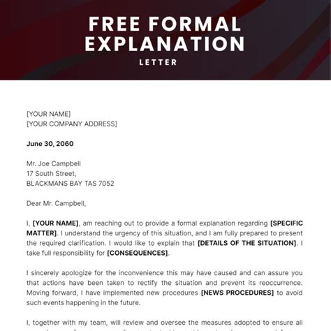 Formal Explanation Letter Template Edit Online And Download Example