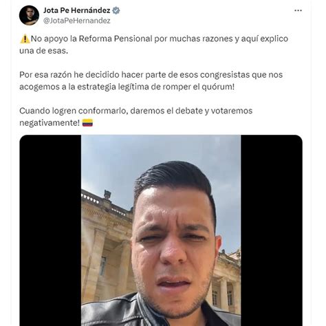 Jota Pe Hernández Insistió En Que No Apoyará La Reforma Pensional Y