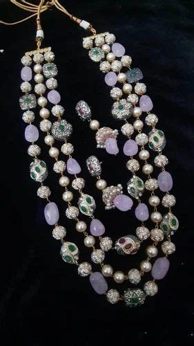 Zevar I Multilayered Pearl Beaded Long Necklace Set