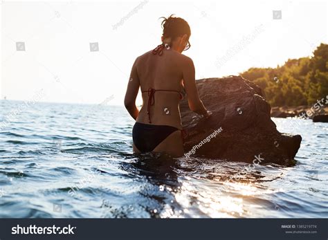Brunette Sexy Woman Bikini Relaxing Sunset Stock Photo Shutterstock