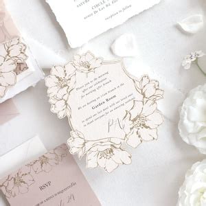 Nude Wedding Invitation Rose Floral Wedding Invitation French Provence Invitation Floral