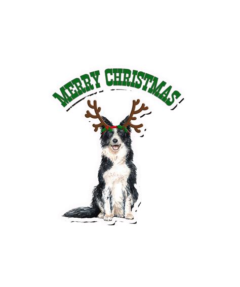 Merry Christmas Border Collie Sticker Etsy