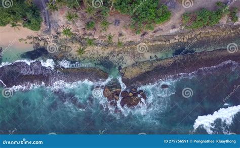 Aerial Top View Drone K Footage Of Koggala Beach Waves And Ocean Sri