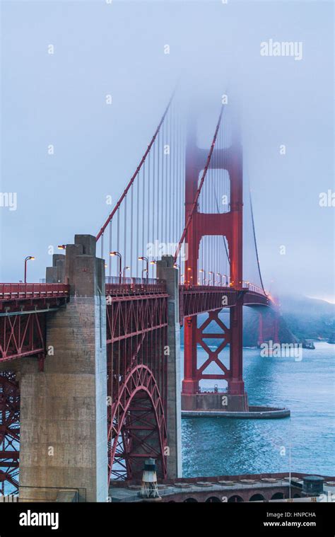 golden gate bridge with fog Stock Photo - Alamy