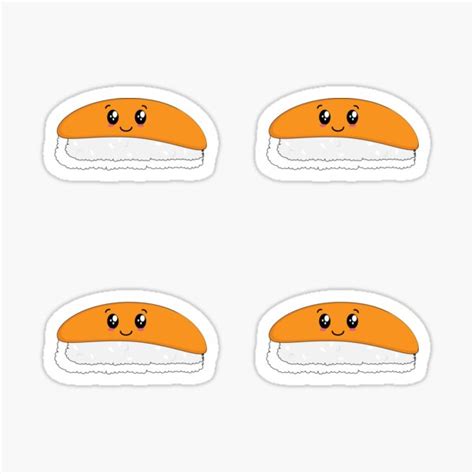 Cute Salmon Sushi Kawaii Sticker For Sale By Istoriadesign Redbubble