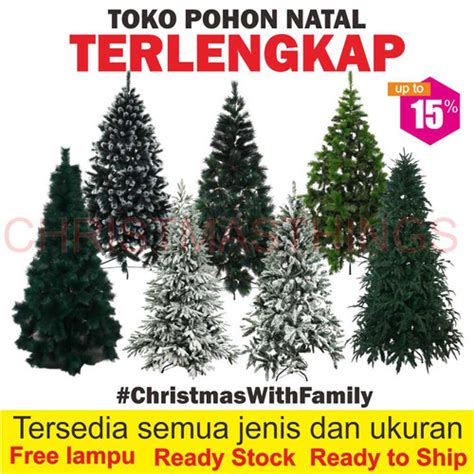 Jual Pohon Natal 1 2 3 Meter Polos Salju Pinus Cemara Premium Hijau