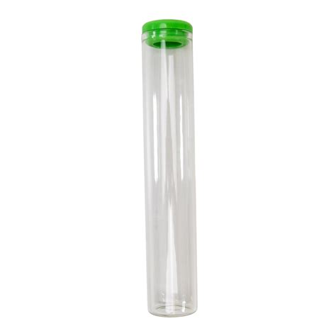 125mm Clear Glass Wide Cork Tube with Green Silicone Cap | Custom Cones USA