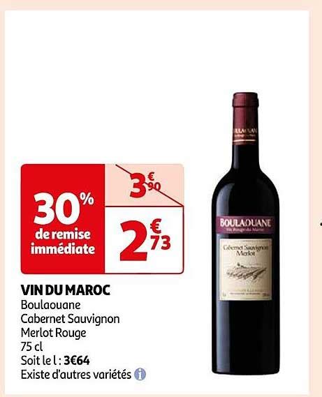 Promo Vin Du Maroc Boulaouane Cabernet Sauvignon Merlot Rouge Chez