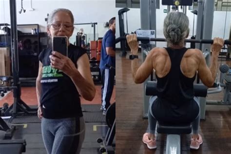 Avó fitness que começou a malhar aos 72 impressiona treino intenso