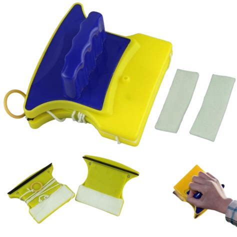 Двостороння магнітна щітка для миття вікон Glass Wiper Original, жовто ...