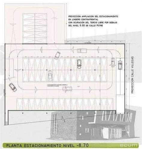 An Architectural Drawing Shows The Plan For A Parking Lot