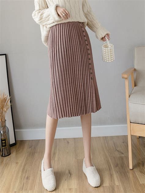 Tigena 2021 New Autumn Winter Knitted Pencil Skirt For Women Korean