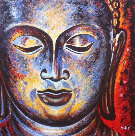 BUDDHA 38x38 Oil On Canvas By Dragoslav Milic For Sale 3000 Us