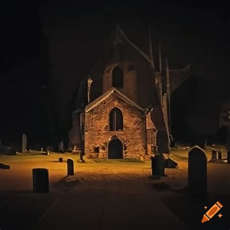 Haunted Cemetery At Night With Ghosts On Craiyon