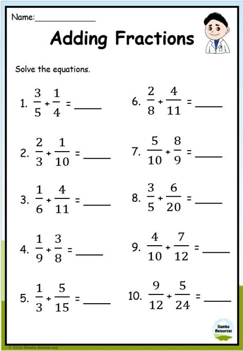 Grade Adding Fractions Worksheets Free Printables Math