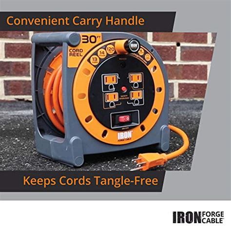 Iron Forge Ft Extension Cord Reel With Electrical Power Outlets