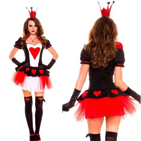 The Queen Of Hearts Cosplay Sexy Costumes Dress And Head Wear Gloves