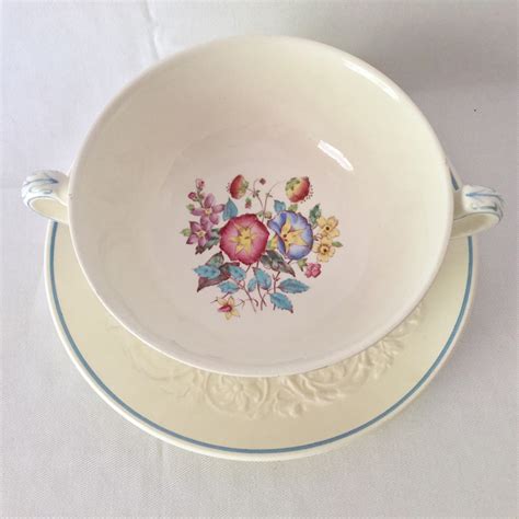 Wedgwood Patrician Morning Glory Double Handle Cream Soup Bowl Etsy