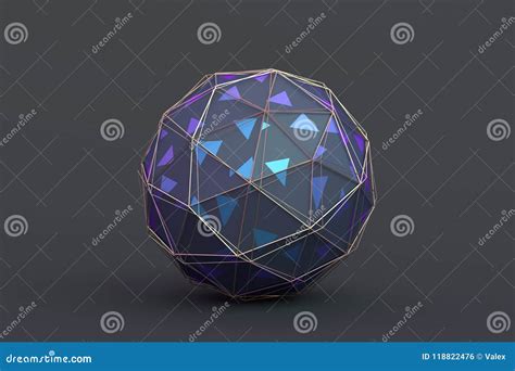 Abstract 3d Rendering Of The Polygonal Sphere Stock Illustration