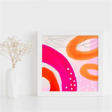 Pink Orange Abstract Painting Bright Pink Abstract Vibrant | Etsy ...