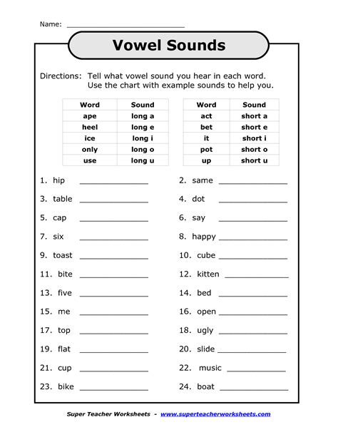 Phonics Long Vowel Sounds Worksheets