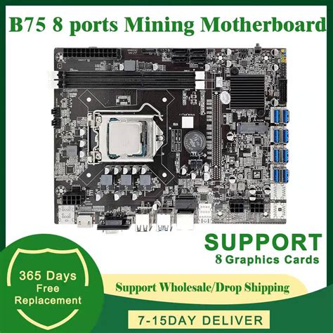 Placa base B75 8 GPU tarjeta gráfica DDR3 DIMM RAM ETH Bitcoin Ethereum