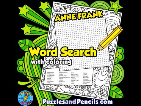 Anne Frank Word Search Puzzle Activity Page Holocaust Remembrance Day