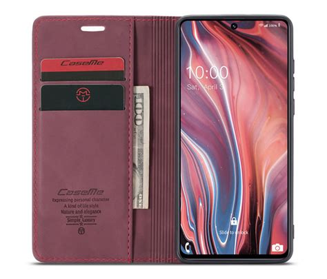 Caseme Samsung Galaxy M Soft Slim Magnetic Flip Leather Wallet Case Red