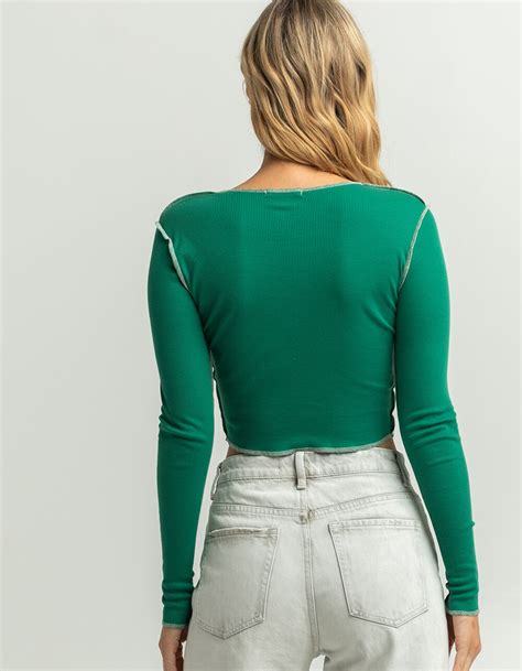 Full Tilt Exposed Seam Womens Tee Green Tillys