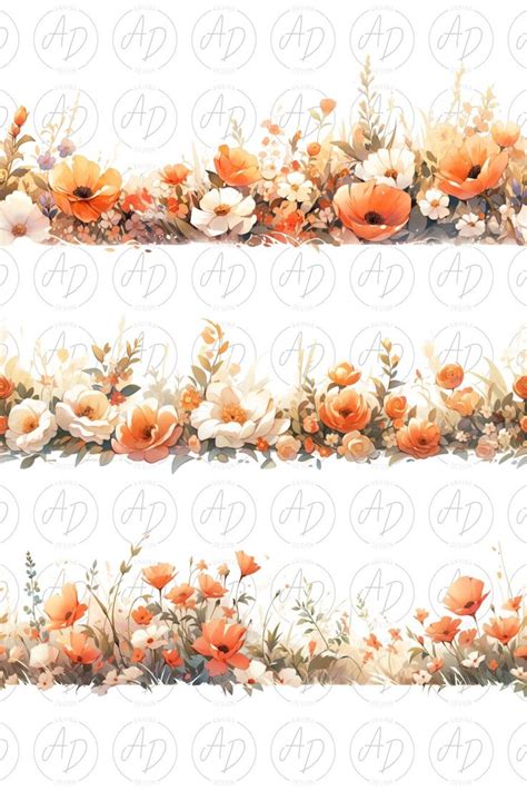 Fall Flower Border Clipart Autumn Floral Borders Clip Art Watercolor