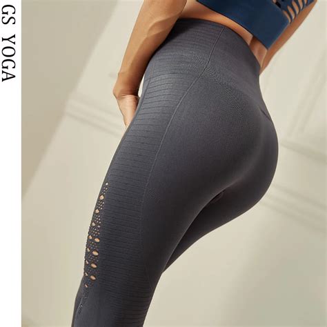 Hollow Out Sport Leggings Women Widen High Waist Tummy Control Fitness