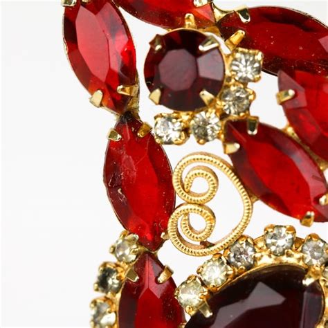 Huge Vintage Juliana D E Red Heart Shape Rhinestone S Gem