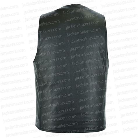 Full Snap Cowboy Black Waylon Jennings Leather Vest