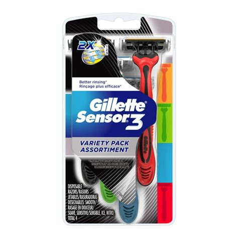 Gillette Sensor3 Mens Disposable Razors Variety Pack 4 Count