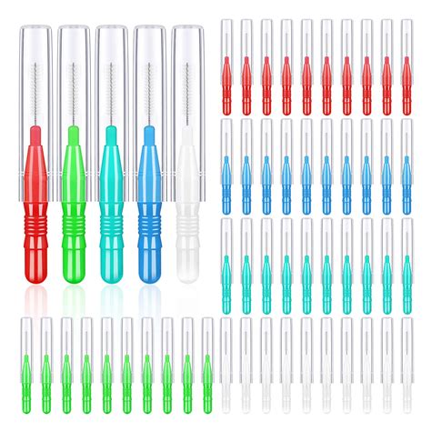 50-Piece Interdental Brushes Set for Effective Teeth Cleaning - 5 Color-coded Dental Floss Brush ...