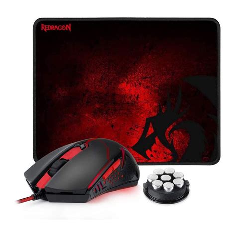 Redragon M601-BA Gaming Mouse and Mouse Pad Combo, Ergonomic Wired MMO ...
