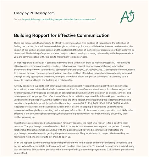 Building Rapport for Effective Communication (500 Words) - PHDessay.com